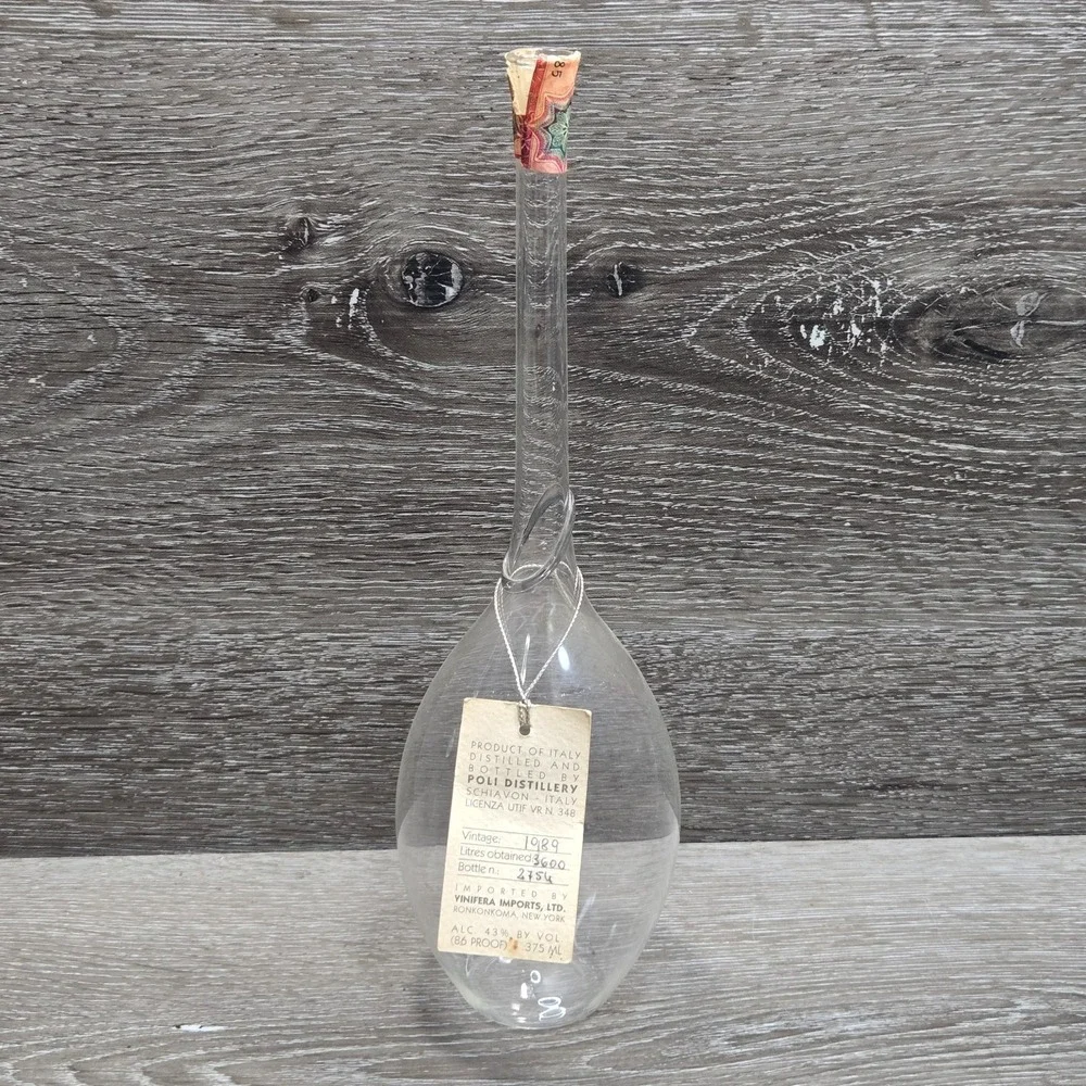 Jacopo Poli Grappa Brandy Hand Blown Glass Bottle Lot 1989 Vintage Empty Italy